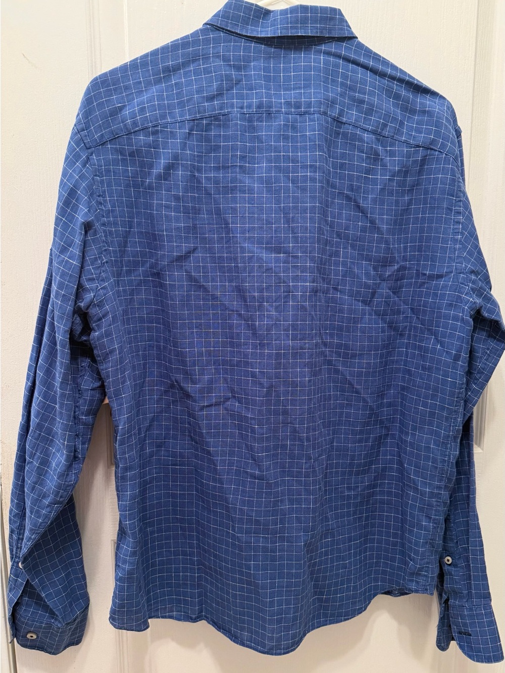 UNTUCKit 100% Linen Blue Windowpane Button-Up Shirt Men’s Medium Wrinkle Free - Picture 4 of 10